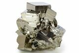 Gleaming Striated Cubic Pyrite Cluster - Peru #341549-1